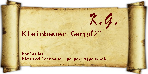 Kleinbauer Gergő névjegykártya